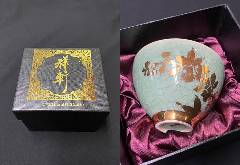 祥軒窯 四季鎏金杯-春綠